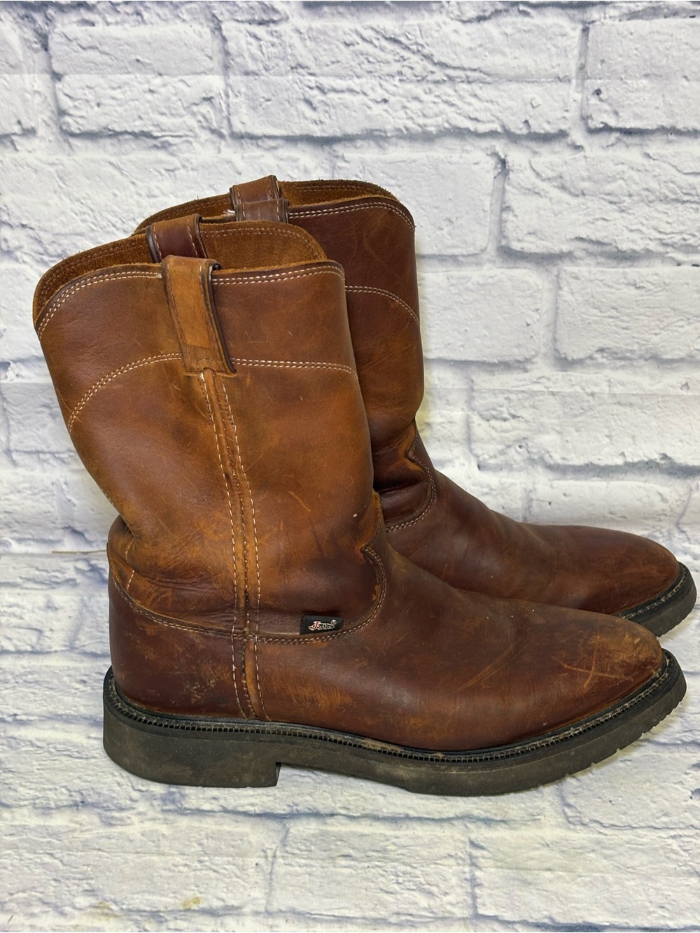 Justin Vintage USA 4760 Conductor Mens Size 10.5 D Brown Work Boots Soft Toe